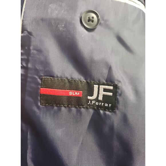 J Ferrar Youth Short Slim Tipped Small Blue Jaquard Dot Blazer Suit Jacket - Picture 7 of 9